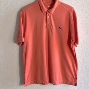 Tommy Bahama Peach Orange Polo Shirt Short Sleeves Men’s XL
